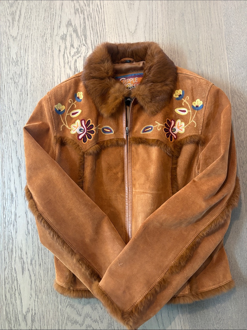 Vintage Cripple Creek Genuine Leather Western style Jacket XL embroidered